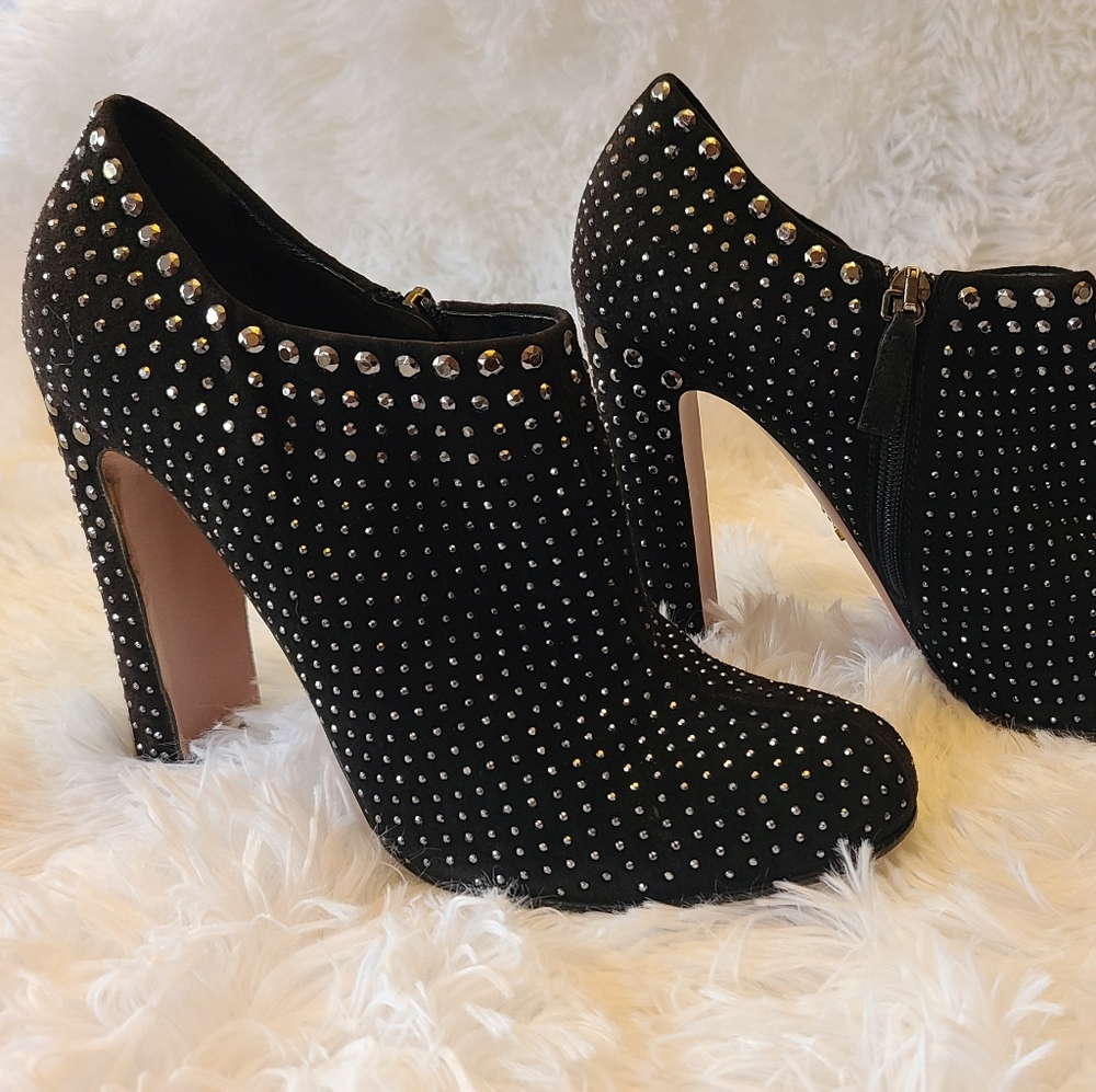 Prada Studded Suede Booties